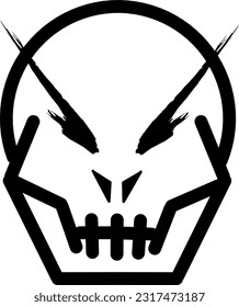 Black and white skull illustration. Skull logo simple minimalist design.