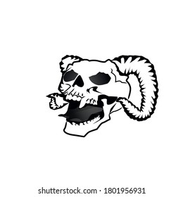 Calavera blanca y negra aislada. Ilustración del vector