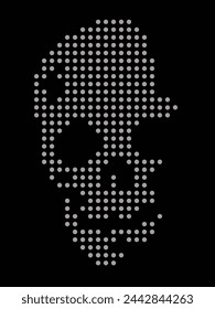 Black and White Skull Made of Dots