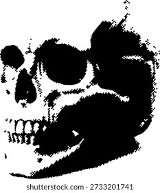 Black and white skull , on white background