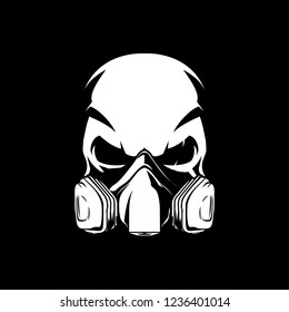 black and white Skull with paint gas mask vector