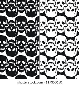 Black and white skull seamless pattern