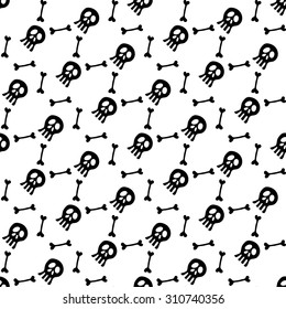 Black and white skull seamless pattern.