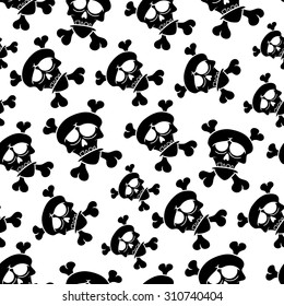 Black and white skull seamless pattern.