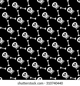 Black and white skull seamless pattern.