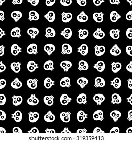 Black and white skull seamless pattern.