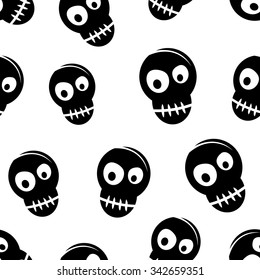 Black and white skull seamless pattern.