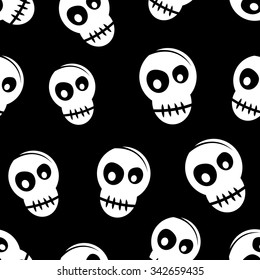 Black and white skull seamless pattern.