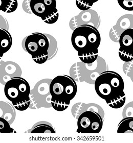 Black and white skull seamless pattern.