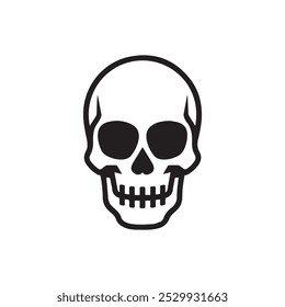 A black and white skull silhouette vector design in white background.