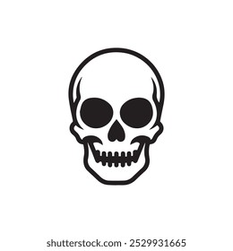 A black and white skull silhouette vector design in white background.