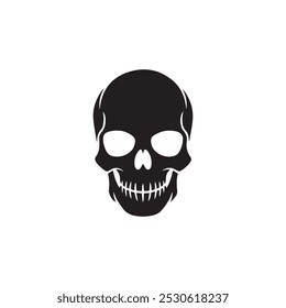 A black and white skull silhouette vector design.