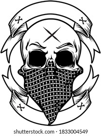 vector de cráneo negro y blanco 