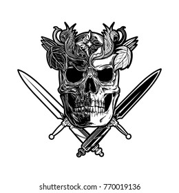Black and White Skull Vector