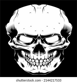 Black and White Skull and vector design