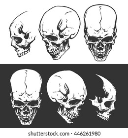 Black and white skulls