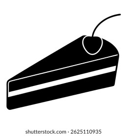 schwarz-weißes Stück geschichteten Kuchen mit Kirschsymbol Design