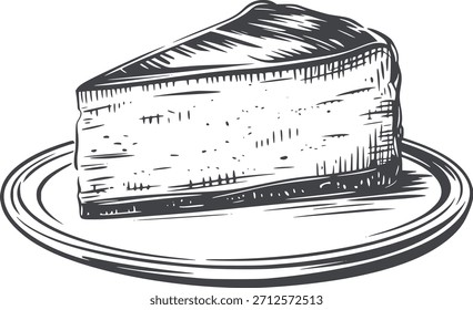 Blanco y negro de una rebanada de pastel en capas en un plato
