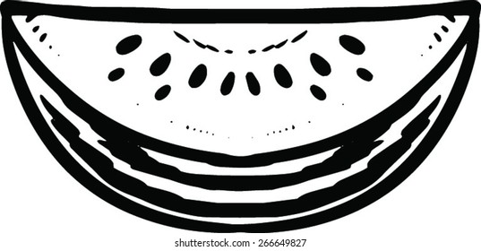 Black and white slice of watermelon