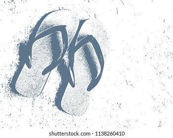 Black and white slipper line vector