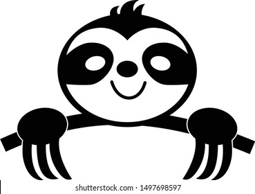 Black And White Sloth Silhouette Vector