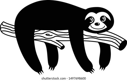 Black And White Sloth Silhouette Vector