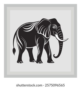 Black and White Small Elephant Illustration Images.