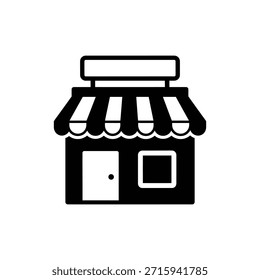 Black and White Small Storefront Shop Icon