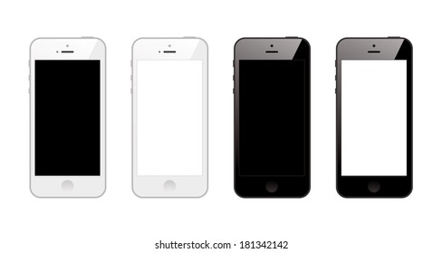 Black and white smart phones. Isolated on white background. Vector EPS10.
