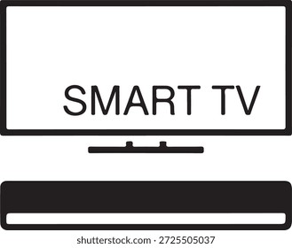 Televisión inteligente en blanco y negro con texto en la pantalla de televisión inteligente
