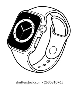 A black and white a smart watch coloring page 