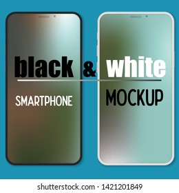 black and white smartphone with blank screen. Realistic phone vector illustration