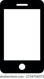 Black and white of a smartphone with a blank screen white screen