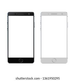 Black and white smartphone with empty white screen - stock vector