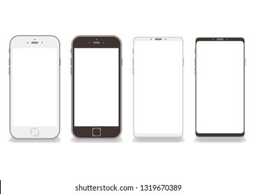 Black and white smartphone frame vector White background - Copy space on screen