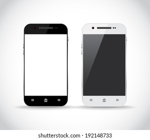 Black and white smartphone from a front side, illustration