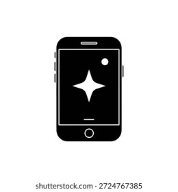 Black and White Smartphone Icon with Rounded Rectangular Portrait Shape