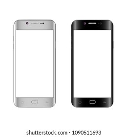Black and white smartphone with white screen.  mobile phone with blank screen.