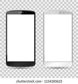 Black and white smartphone with white screen - for stock