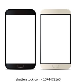 Black and white smartphone with white screen - vector