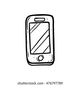 black and white smartphone using doodle art