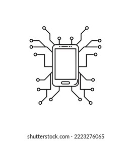 Black and white smartphone vector illustration on white background. Suitable for technology content design