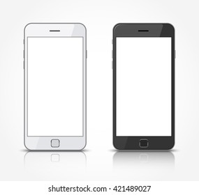 Black and white smartphones with blank screen. Vector illustration