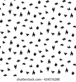 Black and white smears geometric vintage design pattern. Monochrome abstract shape background.