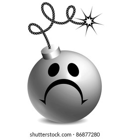 black and white smiley sad bomb