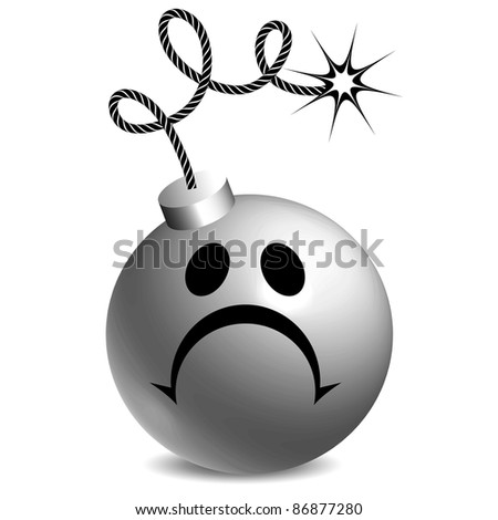 black and white smiley sad bomb