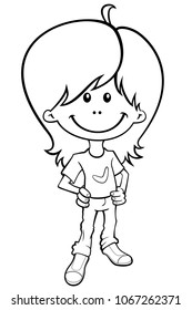 Black and white smiling boy character vector illustration
