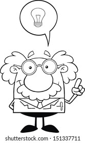 Black And White Smiling Scientist Or Professor With Good Idea