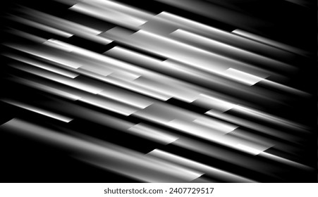 Black and white smooth stripes abstract concept tech background. Vector geometric design