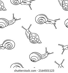 Black and white snail pattern. Snail pattern for fabric design.